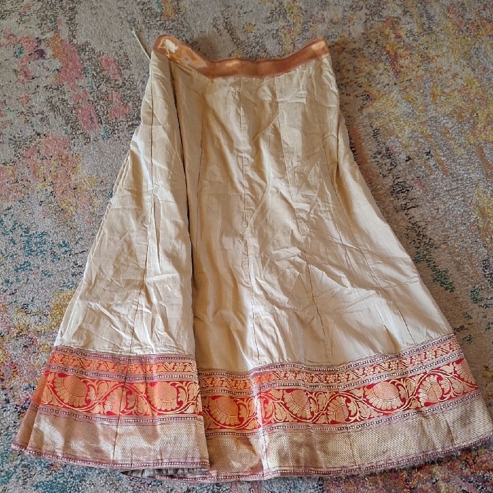 Elegant Indian Skirt Cream and Orange one size fits all